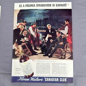 1937 Canadian Club Whisky Budapest Hungary Hiram Walker Vtg Print Ad Bar Decor